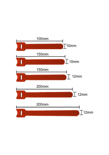 Wezone Kırmızı Nilon Bant 12x200mm - Kablo Düzenleyici, Tekrarlı Kullanım, Ev/ofis İçin Dayanıklı