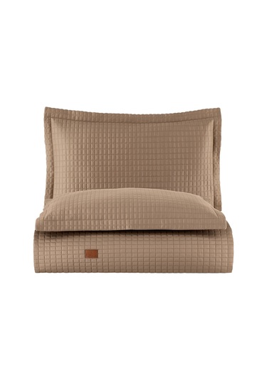 Elegante %100 Pamuk Saten Yatak Örtüsü Seti Camel Bej