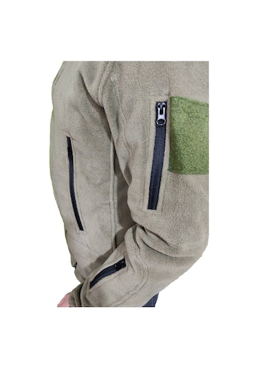 Lıghtınghm Erkek Haki Askeri Taktik Fermuarlı Polar Mont Ceket