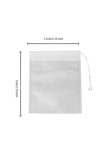 Honeybeeshop 100 Adet Beyaz Çay Filtre Torbası - Non-woven Kumaş Askılı Poşetler