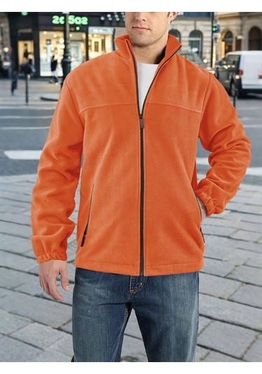 Yeni Avrupa Boyutu Ceket Amerikan Tarzı Sonbahar Ve Kış Artı Kadife Kalınlaşmış Polar Polar Standı Yaka Kazak Turuncu