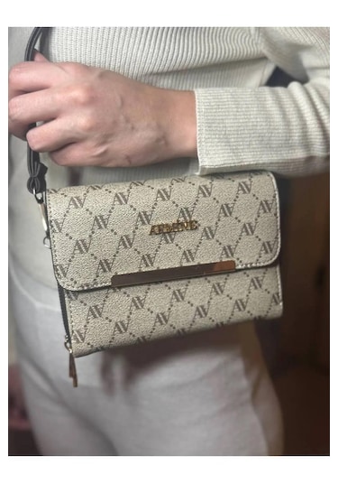 Armine Kadın Yeni Sezon Trend El Ve Omuz Askılı Cüzdan Çanta 381 Vizon Noktalı