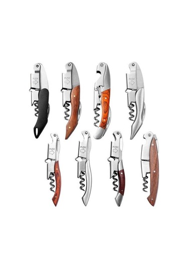 B Kırmızı Şarap Açacağı Emek Tasarrufu Sağlayan Şarap Mantarı Sökücü Paslanmaz Çelik Tirbuşon Mutfak Bar İçin Ahşap Saplı Diğer