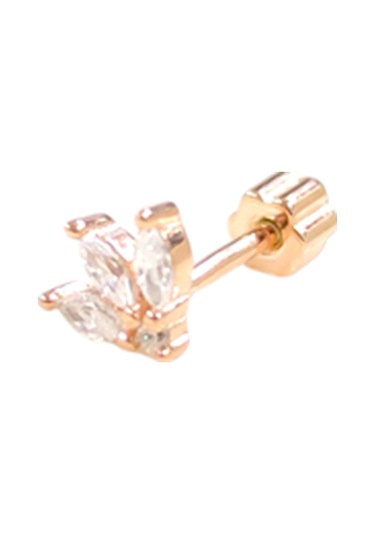 Taşlı Lotus Gümüş Tragus Pıercıng - Rose Bakır Beyaz