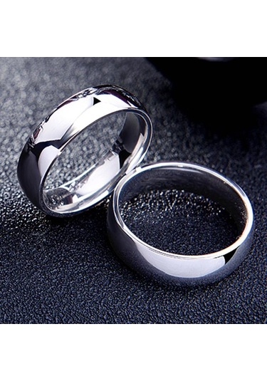Gümüş Titanyum Çelik Yüzük 6mm Arcin Erişte Yüzükler Basit Vahşi El Aksesuarları 7