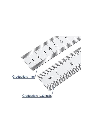 100cm 40 İnch - Çift Taraflı Paslanmaz Çelik Metal Cetvel - Kalınlık 1.2mm