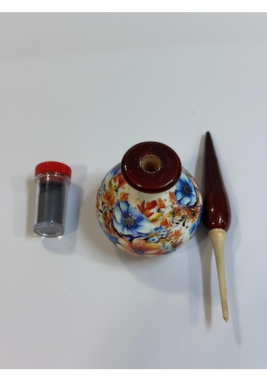 Ahşap El Yapımı Surme Kabı Ve Yanında Oreganik Surmesi 000 Black