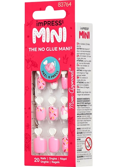 Mini Kendinden Yapışkanlı Çocuk Takma Tırnağı Pembe Desenli