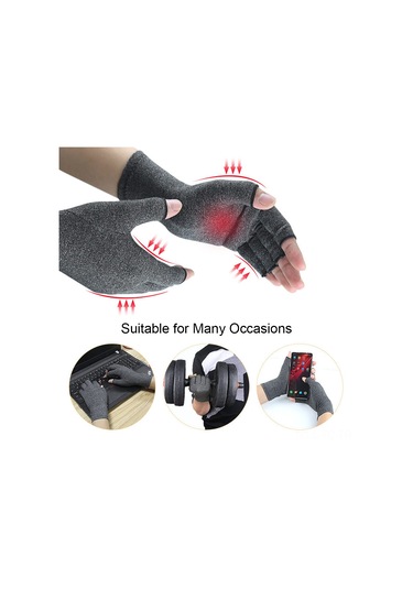 Skycity Artrit Eldiveni Yarı Parmaklı Siyah L - Ağrı Ve Şişlik Azaltıcı, Rahat Fit, Hafif Malzeme