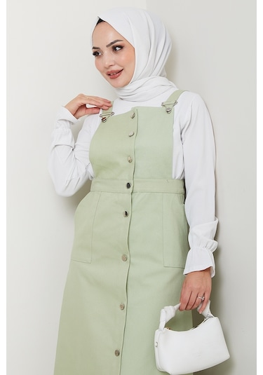 Boydan Düğmeli Gabardin Jile 1552 - Açık Yeşil Açık Yeşil