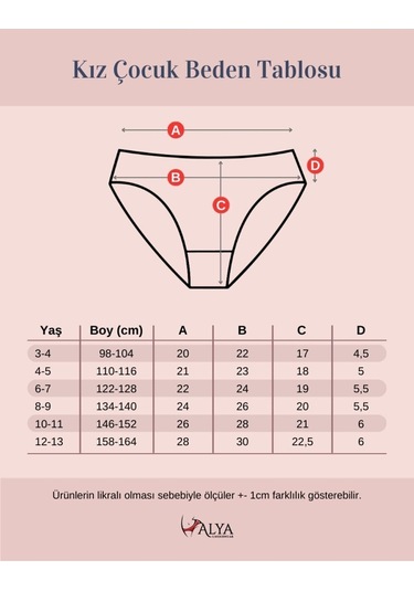 Alya Underwear Kız Çocuk Kalpli Dokuma Lastik Pamuklu Kumaş Slip Külot 5'li Paket 5 Adet Beyaz Koyu Yeşil P22