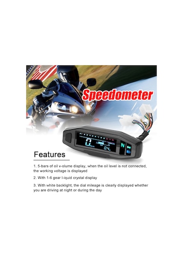 Evrensel Lcd Dijital Motosiklet Metre Kilometre Dijital K17888