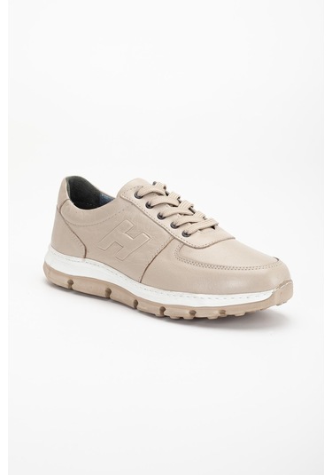 Hakiki Deri Erkek Günlük Ayakkabı Bej H Model Eva Taban-3763 Bej