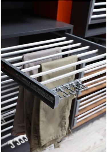 Dolap Içi Raylı Pantolonluk Askılığı 45 47 Cm Üst Rafa Montaj Olur Gri