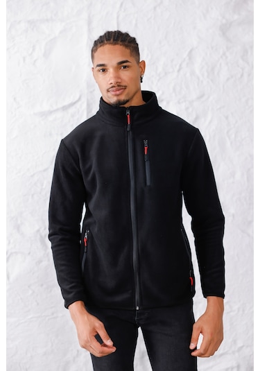 Monox Erkek Biyeli Fermuarlı Spor Polar Ceket Saks