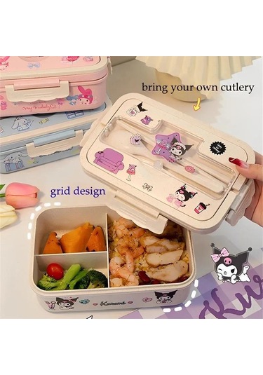Aubyhe 800ml Buğday Saplı Bento Kutusu, Mikrodalga Uygun, Cep Telefonu Tutucu Kapağı, Çocuklar Ve Çalışanlar İçin, Çift Taraflı Çatal-bıçak, Yeşil Ve Pratik Bej