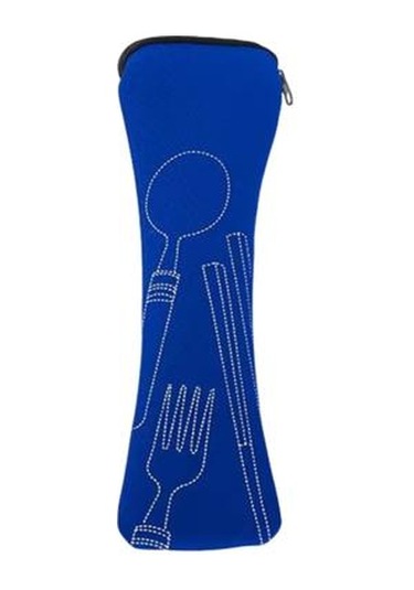 Koyu Mavi Çatal Bıçak Takımı Saklama Çantası Sofra Bezi Fermuar Depolama Tasarımı Taşınabilir Yıkanabilir Çanta Çatal İçin Kese