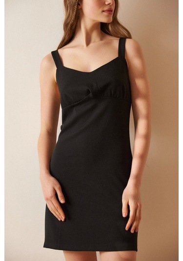Askılı Mini Elbise Siyah
