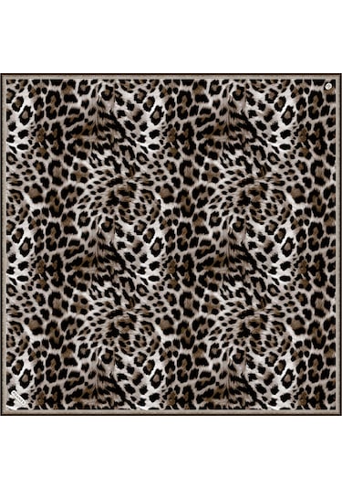 Poanes Leopar Desenli Twill İpek Eşarp Açık Pembe - Pembe