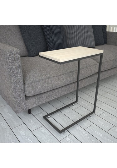 Callen Yan Sehpa & Tekerlekli Servis Sehpası Metal Açık Meşe