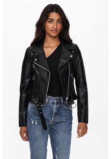 Only Kadın Deri Ceket Onlvera Fermuarlı Kemerli - 15232135 001