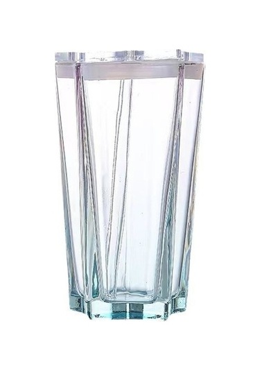 Beş Köşeli Yıldız Cam Renkli Gradyan Bardak, Yüksek Görünümlü Pipetli Bardak Daohjp MAvi