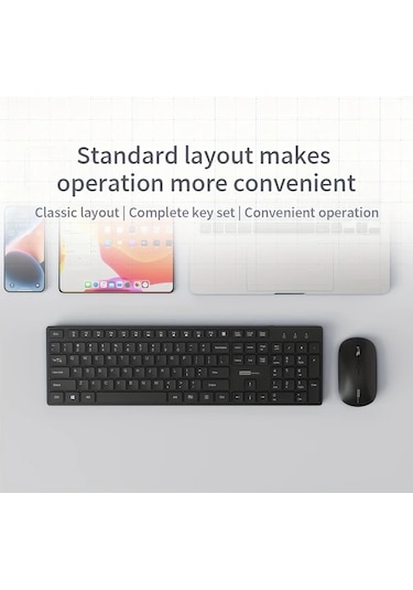 Techbloom Lenovo Kablosuz Klavye Ve Fare Seti Classic Black Hafif Taşınabilir Ofis Dizüstü Tablet 105 Tuş Diğer