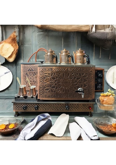 Elektrikli Ve Doğalgaz'lı 1.sınıf Çay Kazanı 3 Demlik 35 Lt Kapasiteli