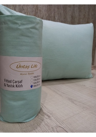 Üntaş Tek Kişilik Lastikli Çarşaf + Yastık Kılıfı Mint Yeşili 1 Adet
