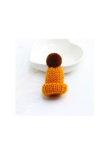 Flybuy 12 Adet Sevimli Örgü Tüy Yumağı Rozetler - Koyu Sarı Pins Kazak Rozetleri Koyu Sarı