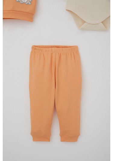 Breeze Kız Bebek Zıbınlı 3 Lü Takım Sevimli Şapkalı Köpekçik Nakışlı 4 Ay-1 Yaş, Somon Somon