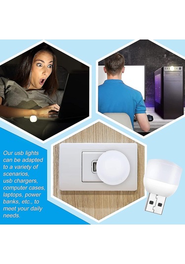 16 Adet Usb Ev Gece Lambası Led Tak-çalıştır Taşınabilir Ortam Işığı Sıcak Beyaz Diğer