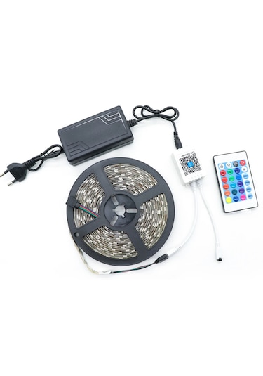 Rgb Şerit Led Set Kumandalı Adaptörlü Renk Renk Çok Renkli Led
