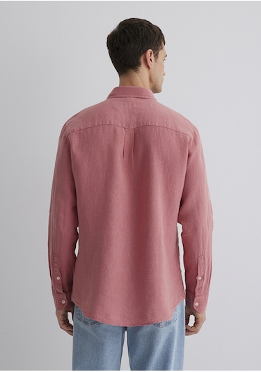 Mavi - Pembe Keten Gömlek 0211472-71104 Pembe