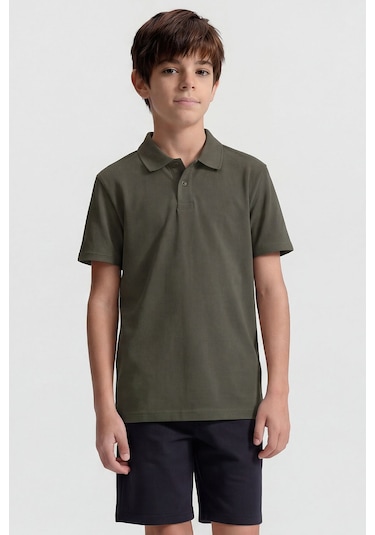 Tommy Life Haki Polo Yaka Standart Fit Basic Unisex T-shirt - 11330
