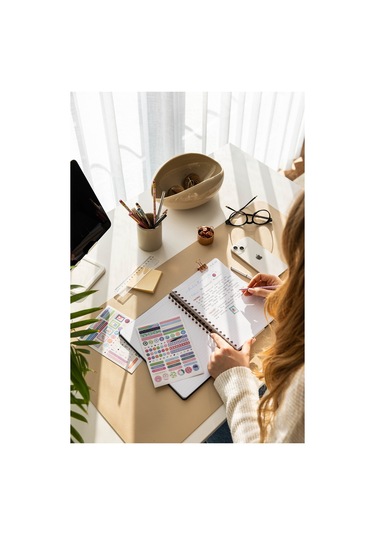 17x24 Spiralli Lastikli Sert Kapak Çizgili Not Defteri Çok Renkli Çiçekler Çok Renkli Çiçekler