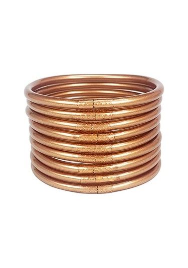 Samdoo 2023 Gümüşlü Pvc Silikon Bilezikler - Zarfımsı Tasarım, Dayanıklı, Unik Aksesuar - 9'lu Set Altın Rengi Diğer