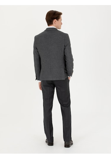 Cacharel Antrasit Slim Fit Yün Karışımlı Kumaş Pantolon Gri