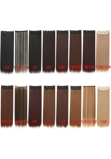 Kadın Kızlar İçin Postiş Başına 5 Klip İle Sentetik Saç Uzantılarında 23.6 İnç Saç Uzatma Düz Klip