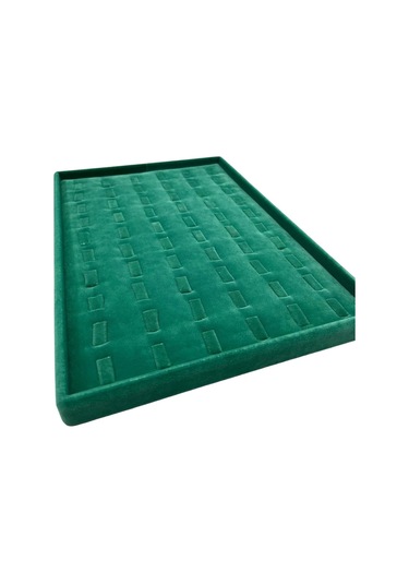 Yerli Üretim Süet Kumaş Yeşil 34/24 Cm Dikine Tırnaklı Çekmece Içi Yüzük Tablası Çok Renkli