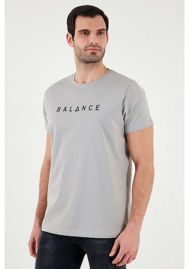 Buratti Pamuklu Slim Fit Bisiklet Yaka Erkek T Shirt 541Balance Açık Gri