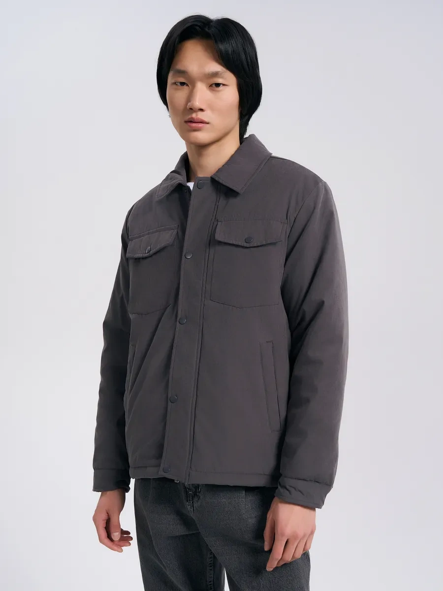 Tvoe Sentetik Dolguya Sahip Kot Gömlek Ceket 318015479 Koyu Gri