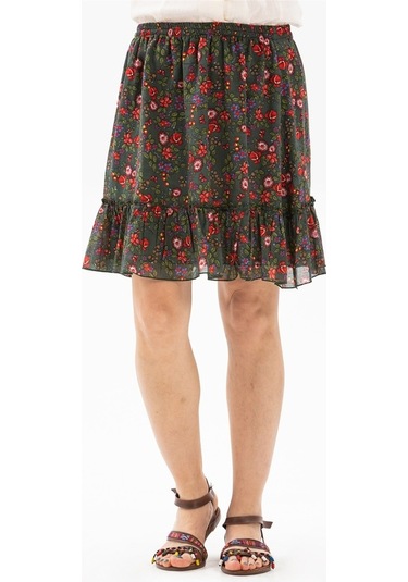 Buse Vual Kısa Etek Tomurcuk Desen Yeşil 6170