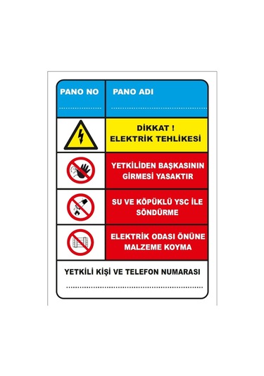 Elektrik Pano Numaralandırma Sticker 20x28 Cm