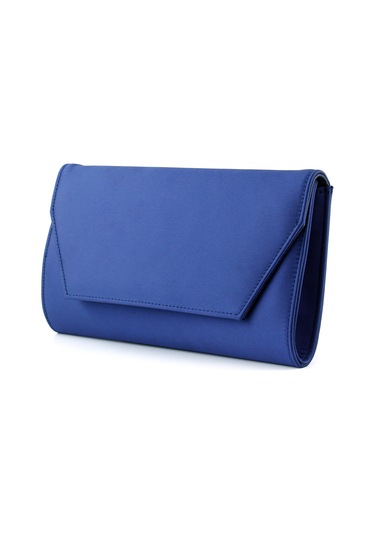 Erkan Saçmacı Lacivert Saten Zincir Askılı Manyetik Kapaklı İç Cepli Zarif Abiye El Çantası Lacivert