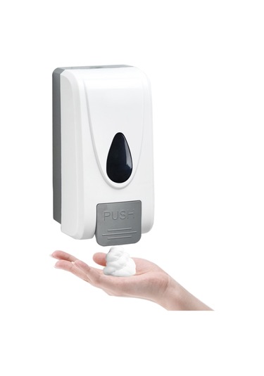 Skycity Beyaz Duvar Tipi 1000ml Manuel Köpük Sabun Dağıtıcı - Sızmaz, Kolay Doldurulabilir, Perfore Montaj Aksesuarları Ve Anahtar Dahil Beyaz - Gri