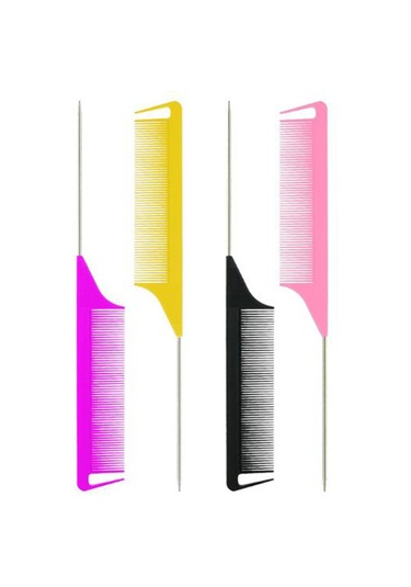 Suntek Kuaför Metal Pin Kuyruk Sıçan Kuyruğu Tarak Siyah