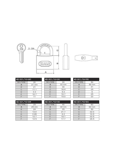 Kale 25 Mm Gri Asma Kilit Kd-001/10-125
