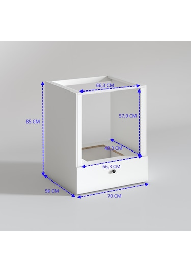 Kenzlife Ankastre Modülü Kabini Alim Byz Fırın Ocak Dolabı Çekmeceli 70 Cmye Kadar Ocak İçin Uyumlu Beyaz