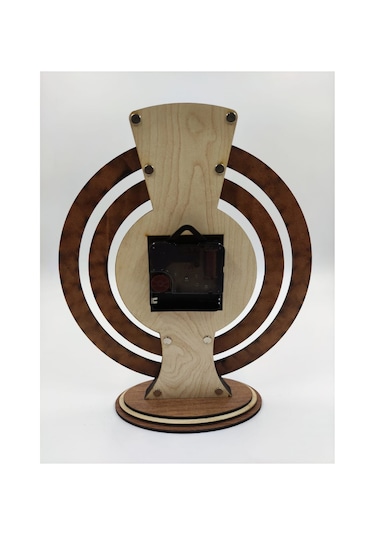 Anneye,Babaya,Sevgiliye Hediye Ay Yıldız Takvimli Ahşap Masa Saati